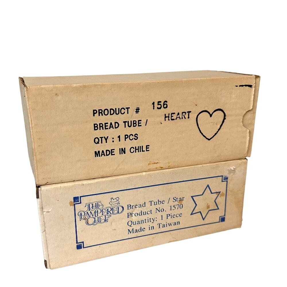 Pampered Chef Bread Tube New in Box Star Heart Discontinued Set of 2 Vintage